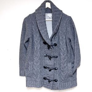A Pea in the Pod Fisherman Cable Knit Lined Lambswool Grey Sweater Cardigan Sz S